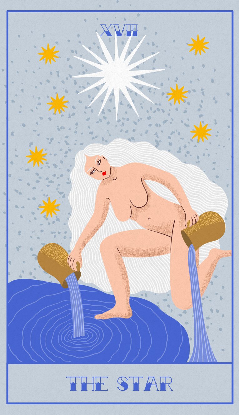 Blue Tarot Card Illustration